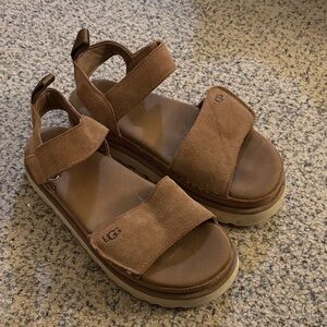 UGG Tan Suede Platform Sandals